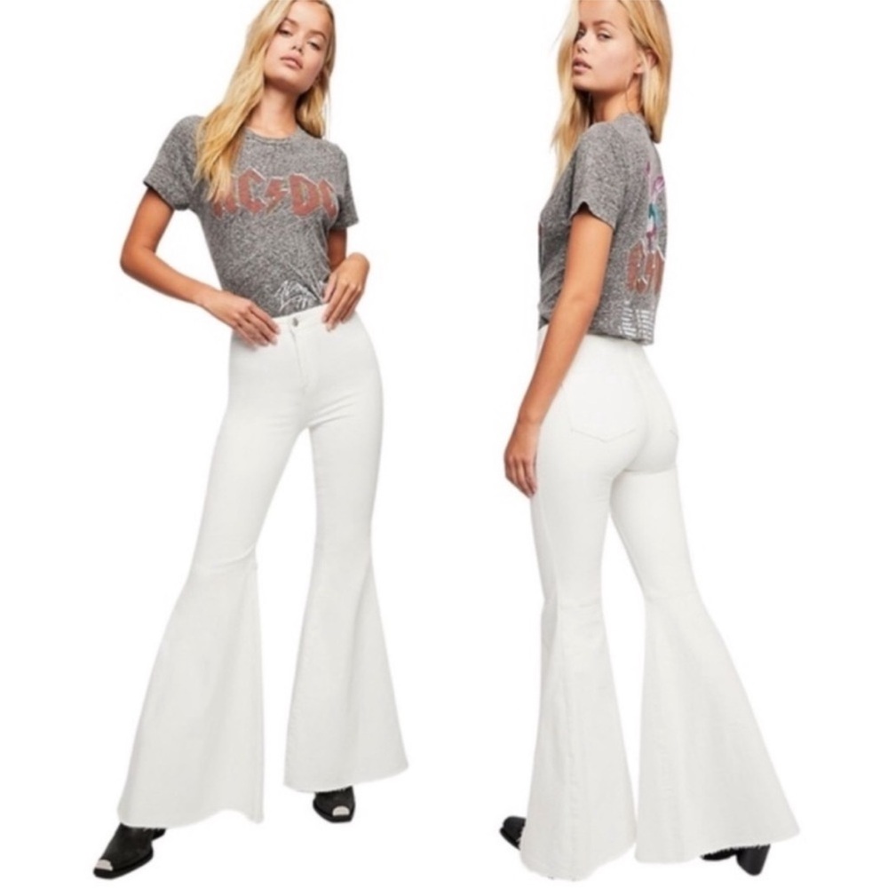 Free People White Boot Cut Flare Pants